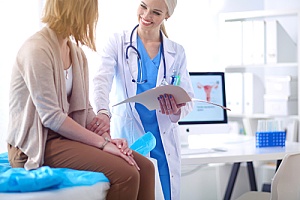 a woman receiving a PAP test to check for cervical cancer