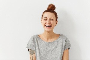 Woman smiling in room