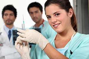 Nurse practitioner services working to preparing a vaccination