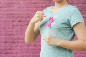 women wearing pink breast cancer awareness ribbon for breast care