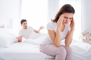 A stressed woman after having sex