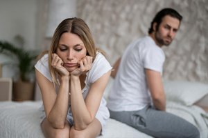 A couple is upset after having oral sex