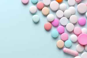 copy space image on isolated background with pills