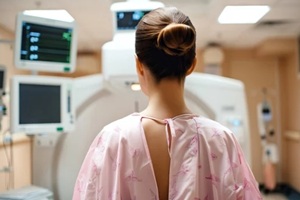 Raleigh, NC woman getting ready for mammography