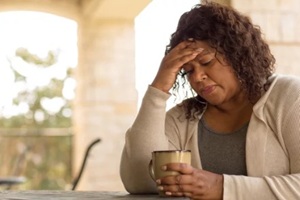 aged women feeling stressed during menopause period