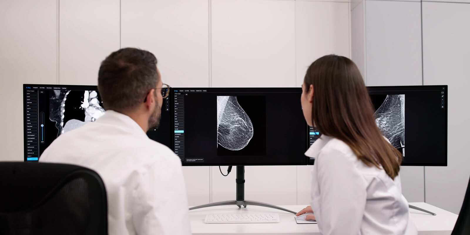 doctor uses imaging technology - breast cancer screening