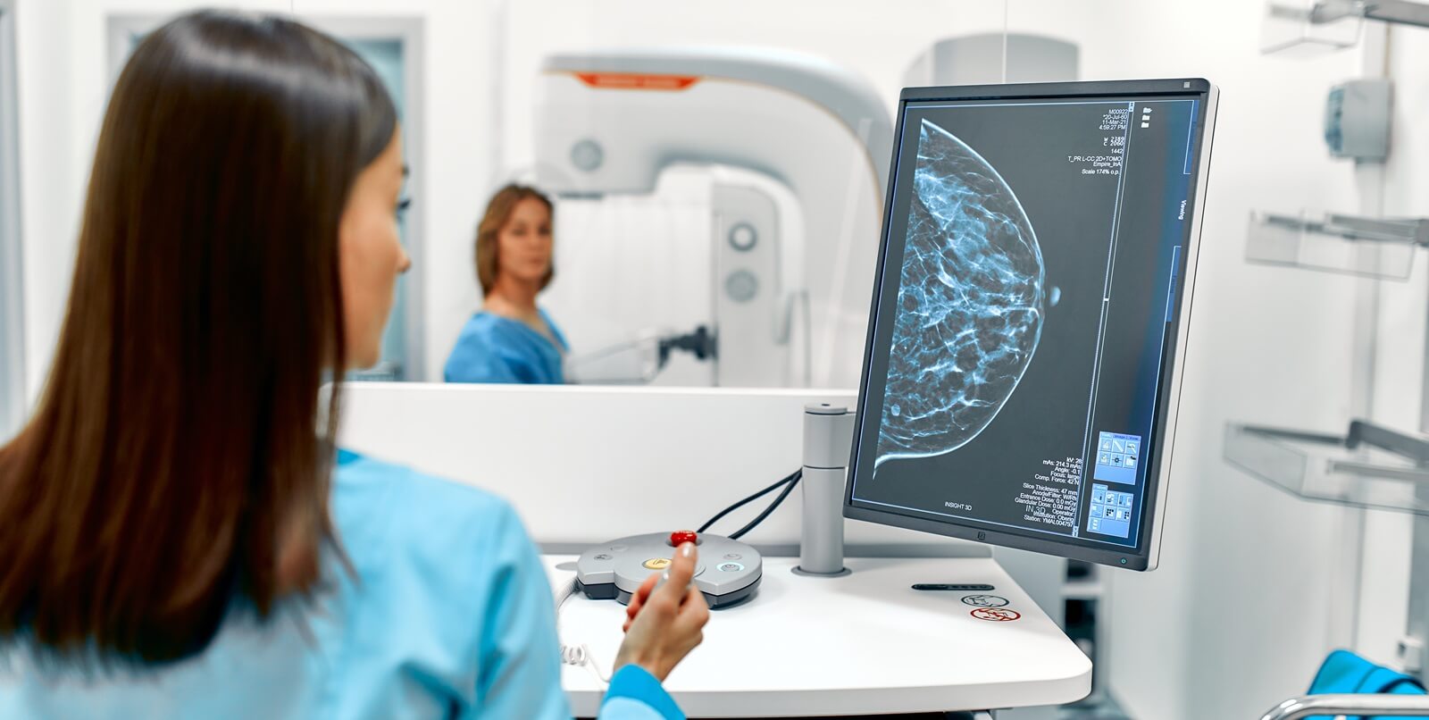 the patient undergoes a screening procedure for a mammogram